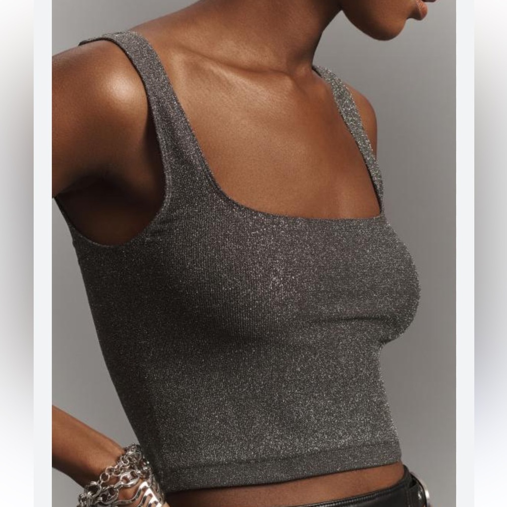 NWT Anthropologie Metallic Silver Women's Top